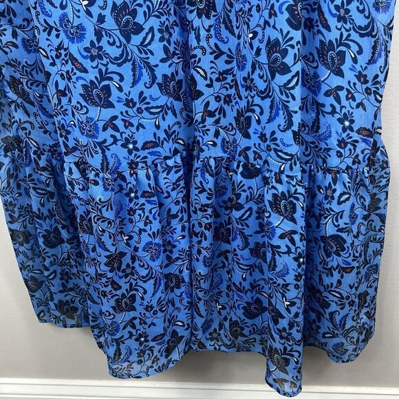Old Navy Blue Chiffon Midi Tiered Ruffle Midi Dress Size XL Floral - Picture 8 of 16